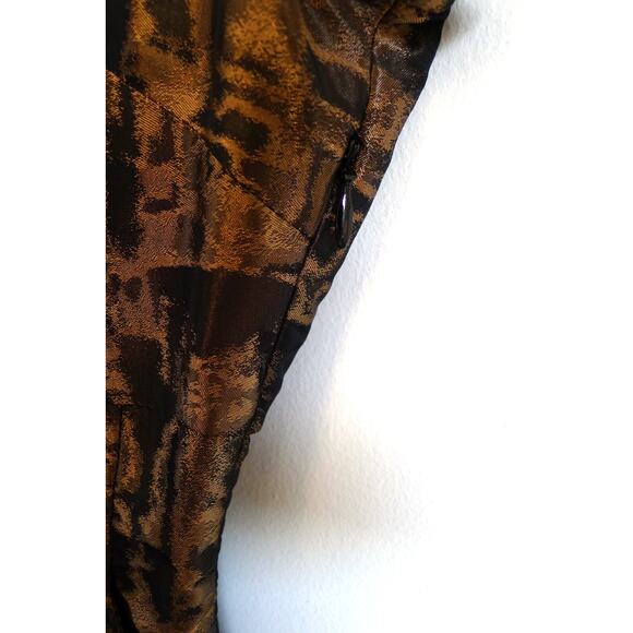 ALBA CONDE SPAIN Structured A-Line Pleat Gold Bronze Dress YOOX 40 6 M $595 - Picture 6 of 11